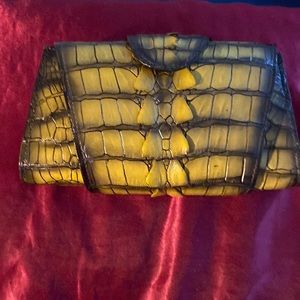 Genuine French Alligator tail yellow waxed custom made purse/clutch